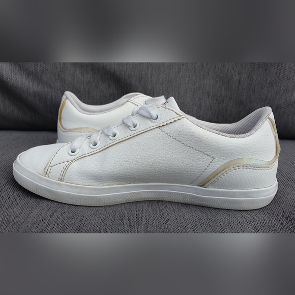Lacoste Girls White Trainers Pink Detailing Vgc uk1 summer Sneakers - Picture 7 of 16
